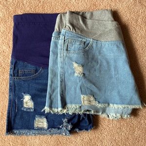 Set of 2 Denim Maternity Shorts